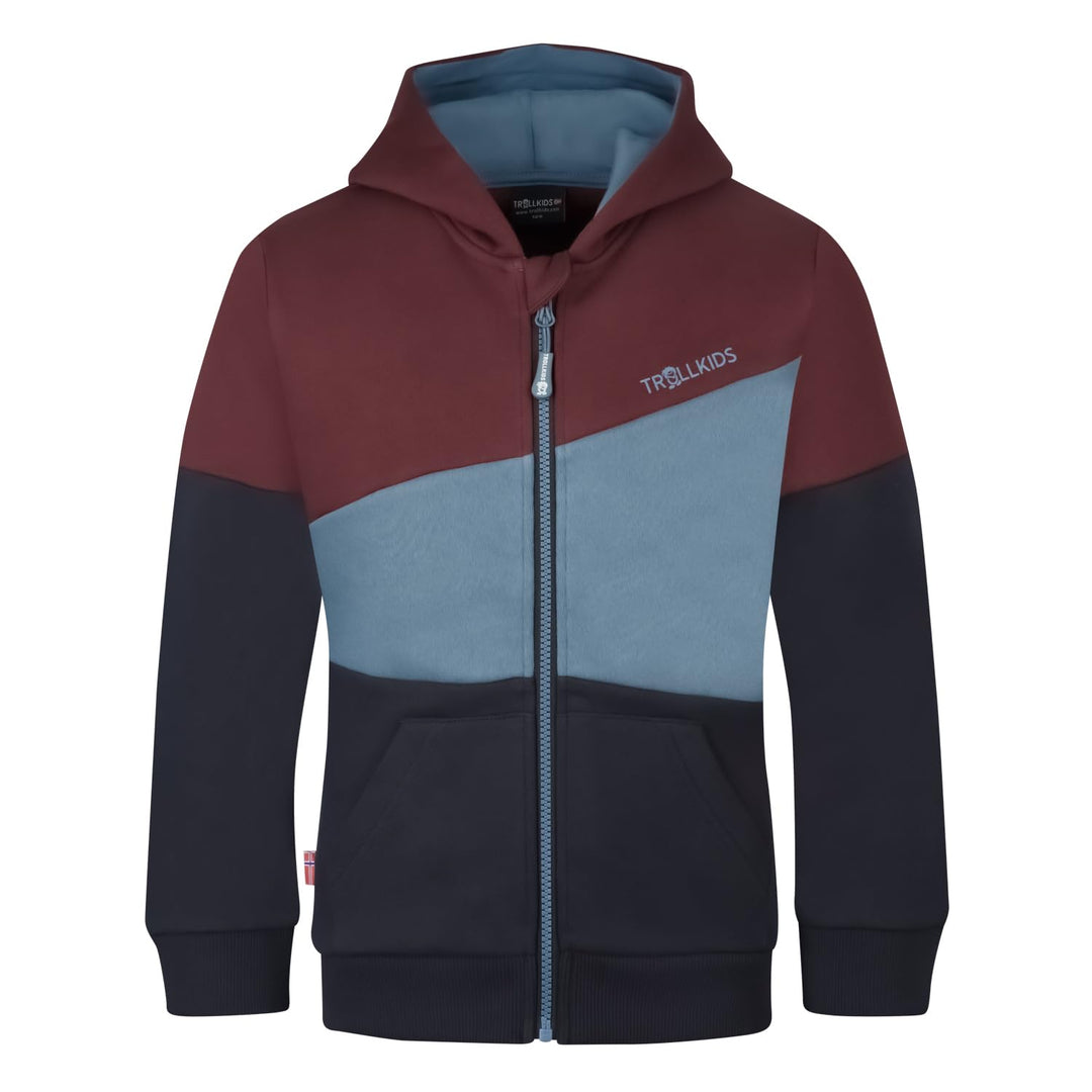 Trollkids Kinder Kapuzenpulli Alesund 98 Kastanienbraun/Stahlblau/Schwarz, 98 Kastanienbraun/Stahlbl