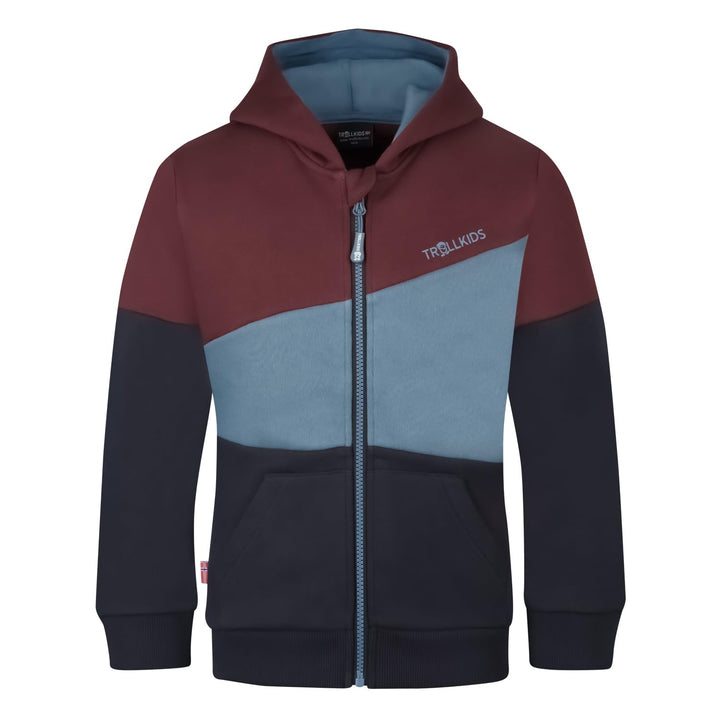 Trollkids Kinder Kapuzenpulli Alesund 98 Kastanienbraun/Stahlblau/Schwarz, 98 Kastanienbraun/Stahlbl