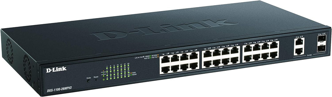 D-Link DGS-1100-26MPV2/E 26-Port Gigabit Max PoE Smart Switch (26 x 10/100/1000 Mbit/s, davon 24 PoE