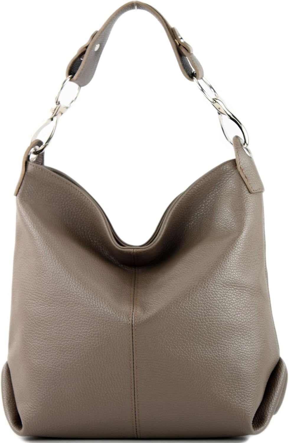 modamoda de T168 Damen Leder Schultertasche, handmade in Italy Taupe, Taupe