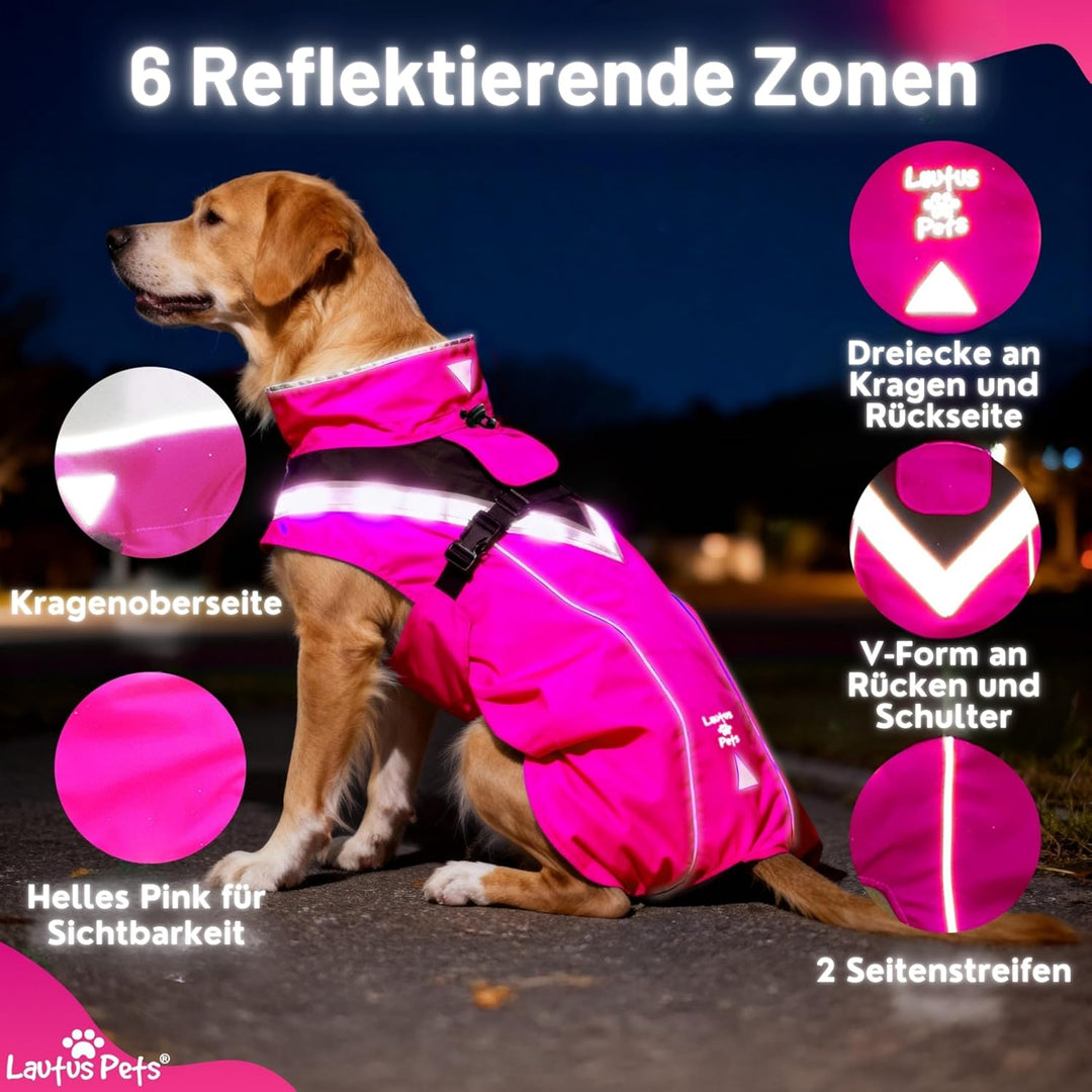 Wasserdichter Hunderegenmantel, reflektierenden Sicherheitsstreifen & Leinenöffnung – Leichte, Jacke