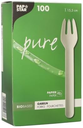 Papstar Gabeln, Papier "pure" 15,5 cm weiss 88065 Papiergabeln Einweggabeln, 1000 Stück
