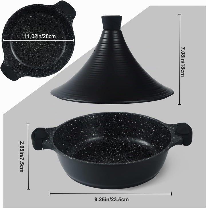 Scheffler Tajine Topf - Marokkanische Tagine 28cm Antihaftbeschichtung aus Aluminium mit kegelförmig