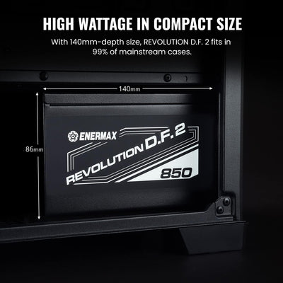 Enermax Revolution D.F. 2 ATX Compact Gaming&Streaming PC Netzteil 850W 80Plus Gold (Semi-Modular, F