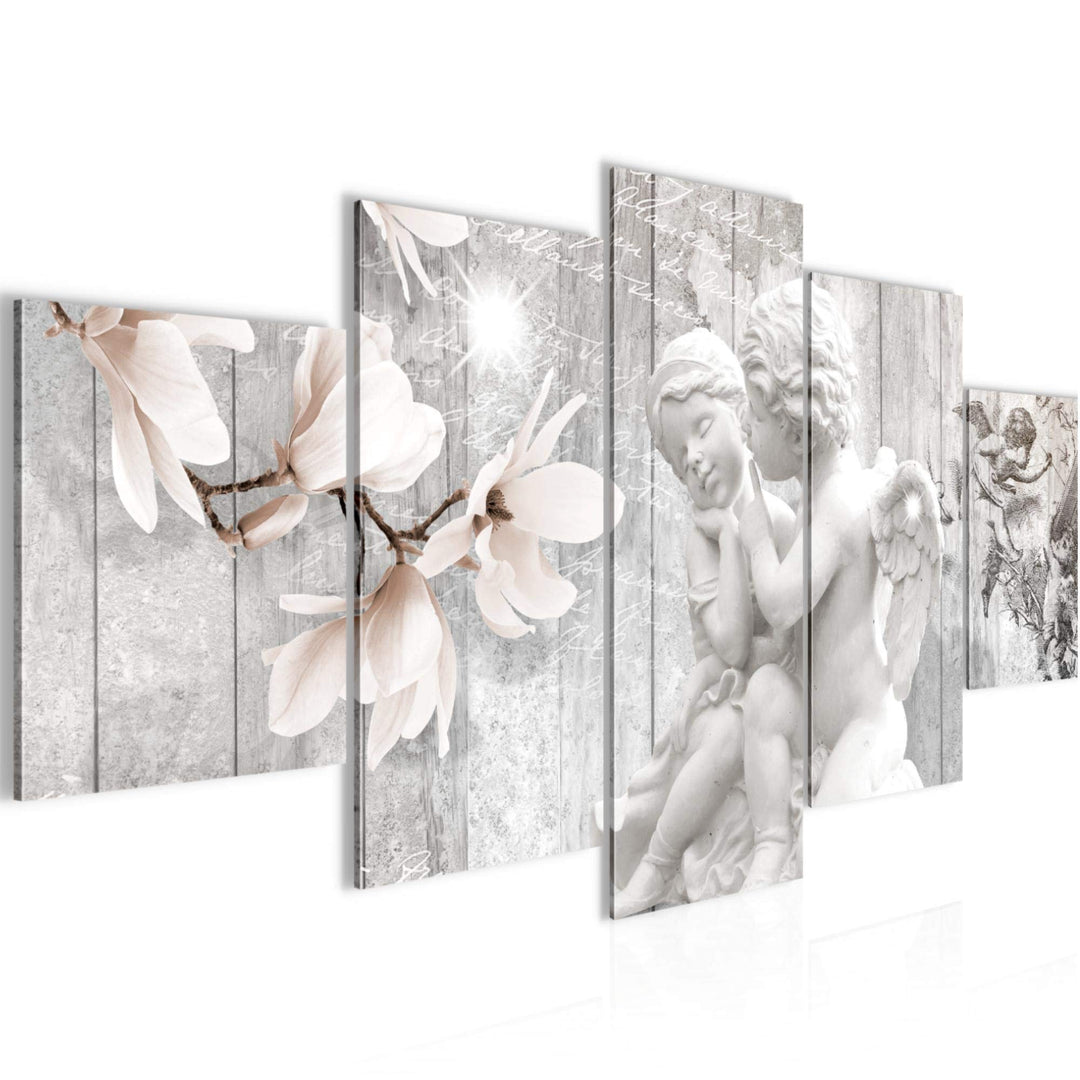 Runa Art Wandbilder Engel Blumen 5 Teilig Bild auf Vlies Leinwand Deko Wohnzimmer Essen Rot 005952c