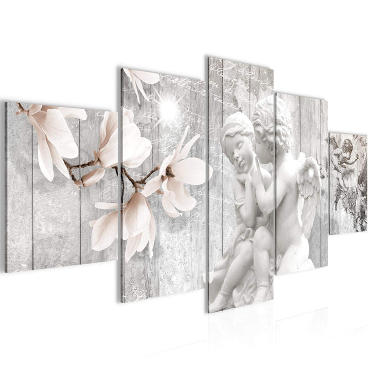 Runa Art Wandbilder Engel Blumen 5 Teilig Bild auf Vlies Leinwand Deko Wohnzimmer Essen Rot 005952c