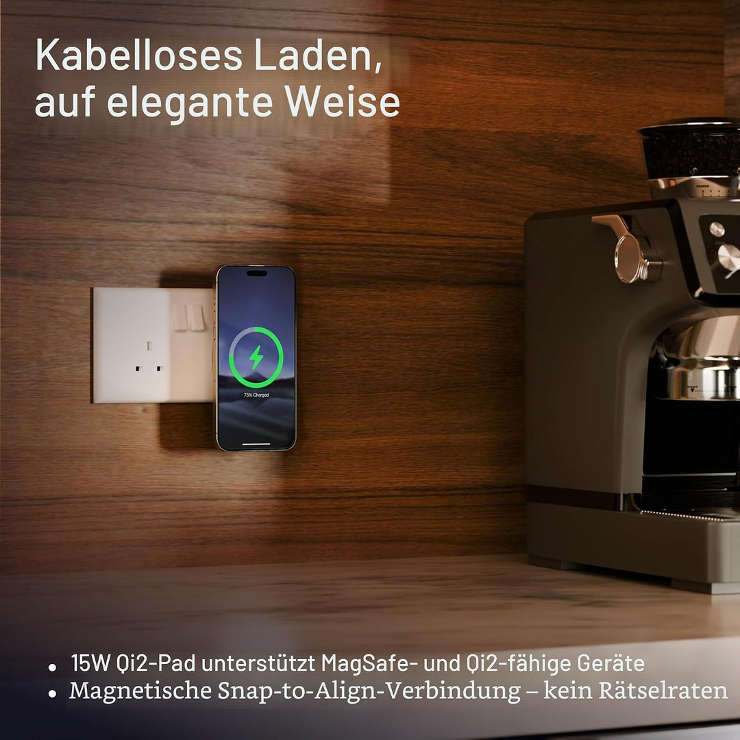 Twelve South PowerBug Magnetic Qi2 Wireless Wall Mount Charger &amp; 35W USB-C Port Hub with Standby Mod