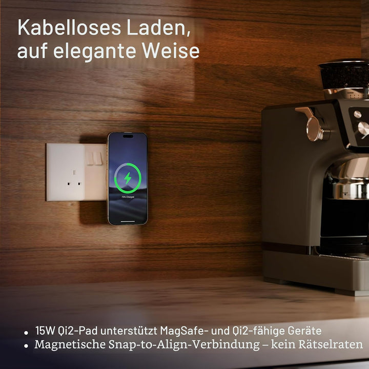 Twelve South PowerBug Magnetic Qi2 Wireless Wall Mount Charger &amp; 35W USB-C Port Hub with Standby Mod