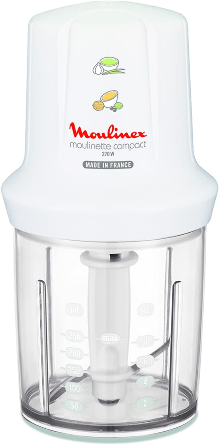 Moulinex DJ300110 Mini Chopper Elektro Moulinette Compact Shaker mit Deckel Weiss 270 W, 270 W