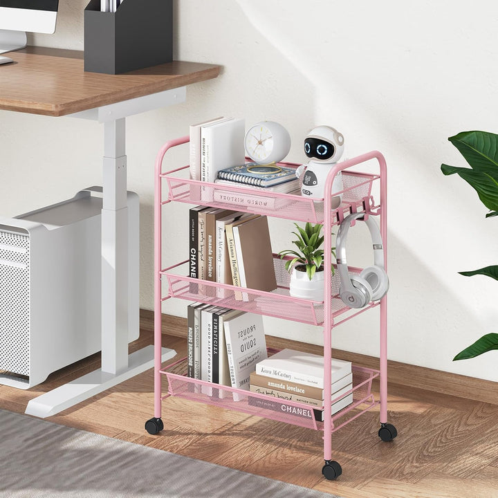 3-stöckiger Rollwagen, Multifunktionaler mobiler Küchenwagen für Bad, Küche & Waschküche. Rostbestän