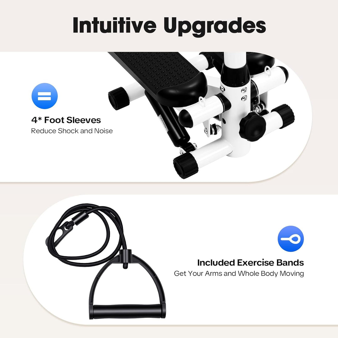 2in1 Fitness Stepper für Zuhause,Up-Down Swing Stepper mit Power Ropes und Lenker,LCD-Monitor,höhenv
