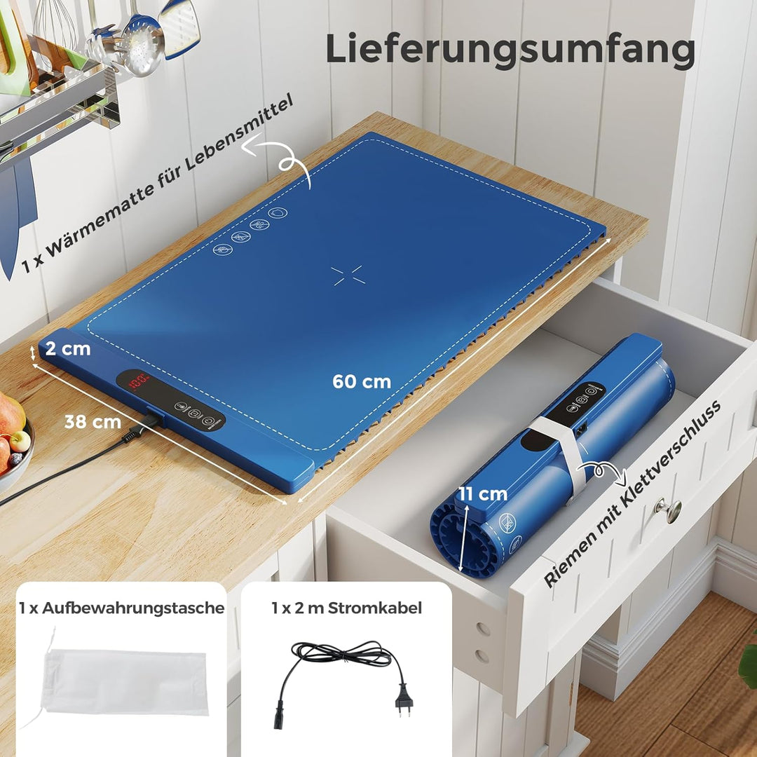 RELAX4LIFE Warmhalteplatte für Speisen, elektrische Wärmematte mit automatischer Abschaltung, Speise