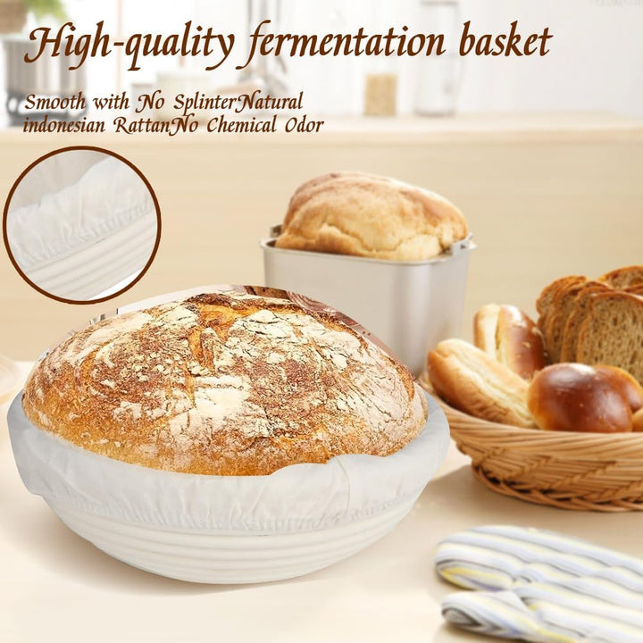 Sauerteig Starter Set, 18-teilig Rund & Oval GärkörbchenSet, Brotbacken Startver Set, Brot Backen Zu