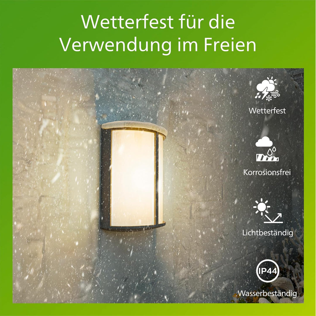 Philips MyGarden LED Wandaussenleuchte Stock, 6 W, Anthrazitgrau ohne Bewegungsmelder, ohne Bewegung