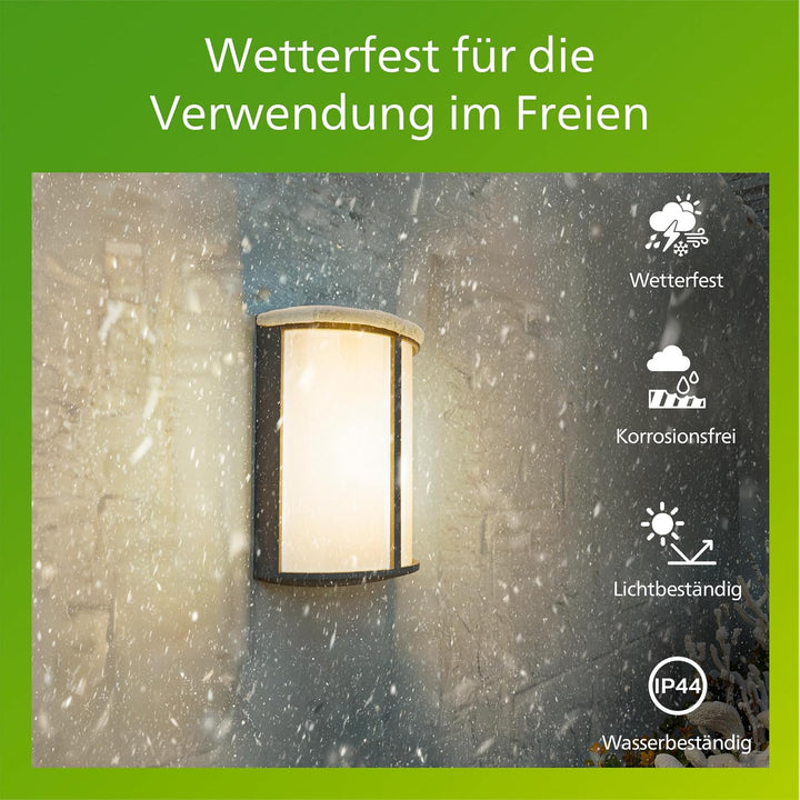 Philips MyGarden LED Wandaussenleuchte Stock, 6 W, Anthrazitgrau ohne Bewegungsmelder, ohne Bewegung