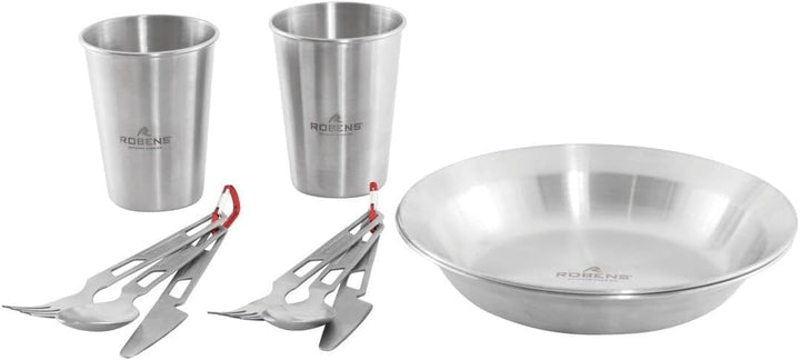 Robens Sierra Steel Meal Set ×2 Komplettes Service, Edelstahl, für Erwachsene, Uni, mehrfarbig, Einh