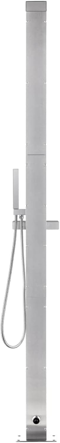 IKAYAA Gartendusche, Gartendusche Aussendusche, Gartendusche Edelstahl mit Grauer Bodenplatte 225 cm