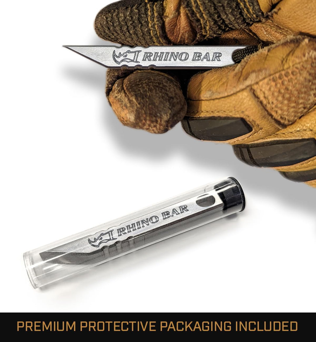 Milspin Rhino Bar EDC Mini-Hebeleisen aus Edelstahl, Schlüsselanhänger mit Schraubendreher, Boxöffne