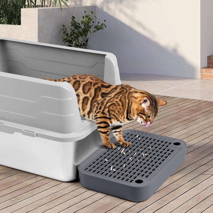 Kalolary Katzenstreu-Rampe mit Filtersystem – rutschfeste Treppe für Katzentoilette, Litter Catcher