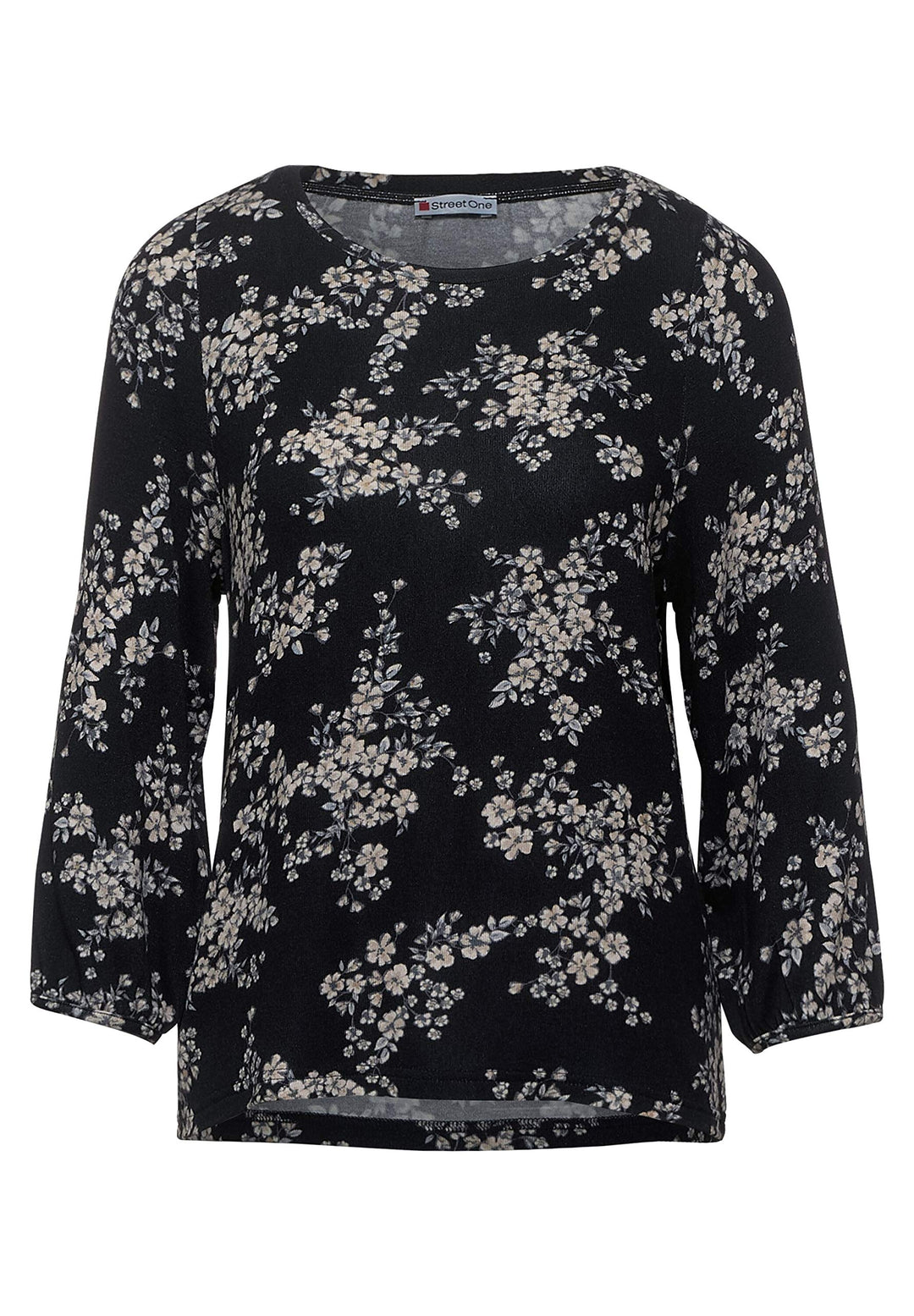 Street One Damen Weiches Blumenprint-Shirt Black 36