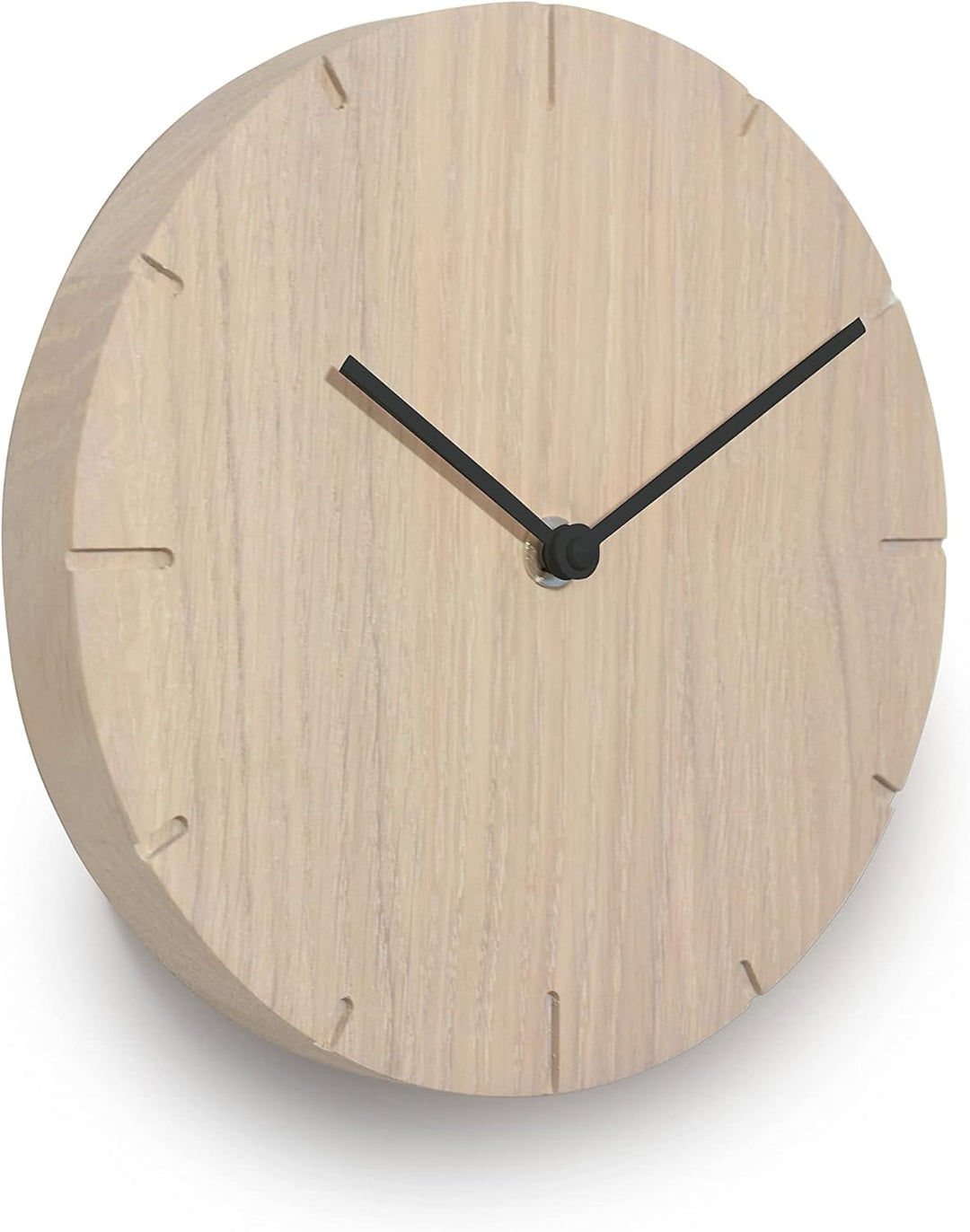 Natuhr Wanduhr Eiche gekalkt Holz Solide 20 cm Mini Massivholz, geräuscharmes U.T.S. Uhrwerk (Eiche
