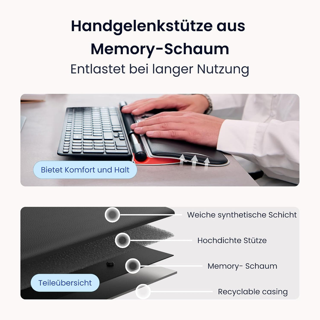Contour RollerMouse Red Ergonomische Maus erweiterter Handgelenkstütze Memory Schaum, Ideal für RSI
