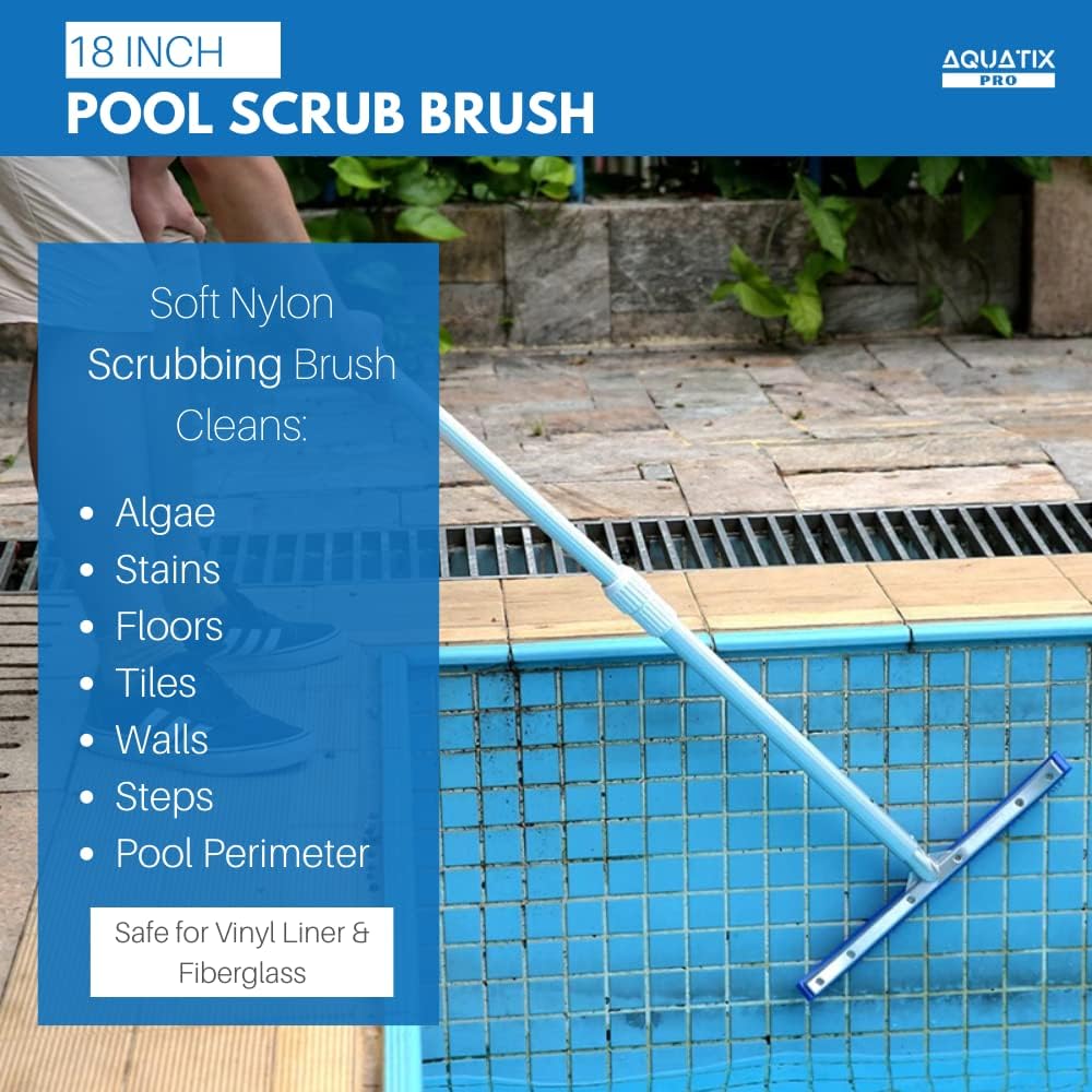 Aquatix Pro Poolbürste, reinigingsborstel voor zwembaden, Aluminium, 45,7 cm, met EZ-Clips; deze rob