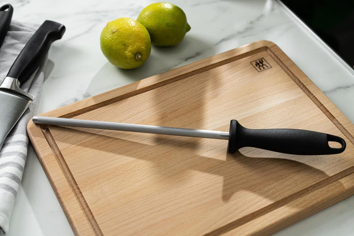 ZWILLING Wetzstahl, Verchromt, Länge: 23 cm, Kunststoffgriff mit Aufhängöse, Schwarz [Made in German