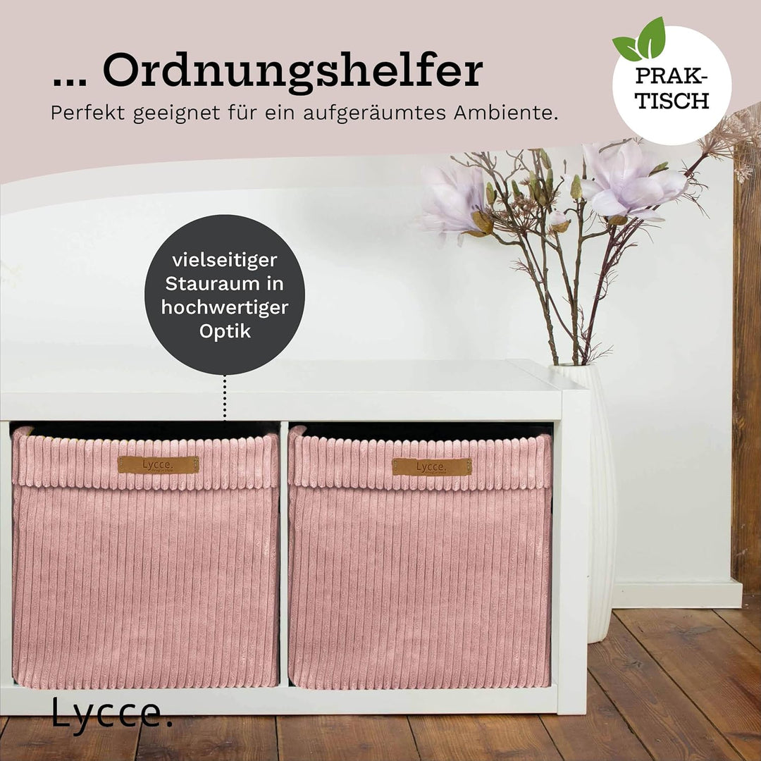 Lycce Kallax Boxen Cord 2er Set mit entfernbarem Cord-Bezug | p.rosa Powder Rosa 2er Set, Powder Ros