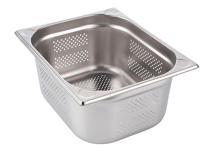 APS 81905 GN 2/3 Behälter, Edelstahl, 35,4 x 32,5 cm, Tiefe 65 mm, 5,5 Liter, Boden- und Seitenlochu