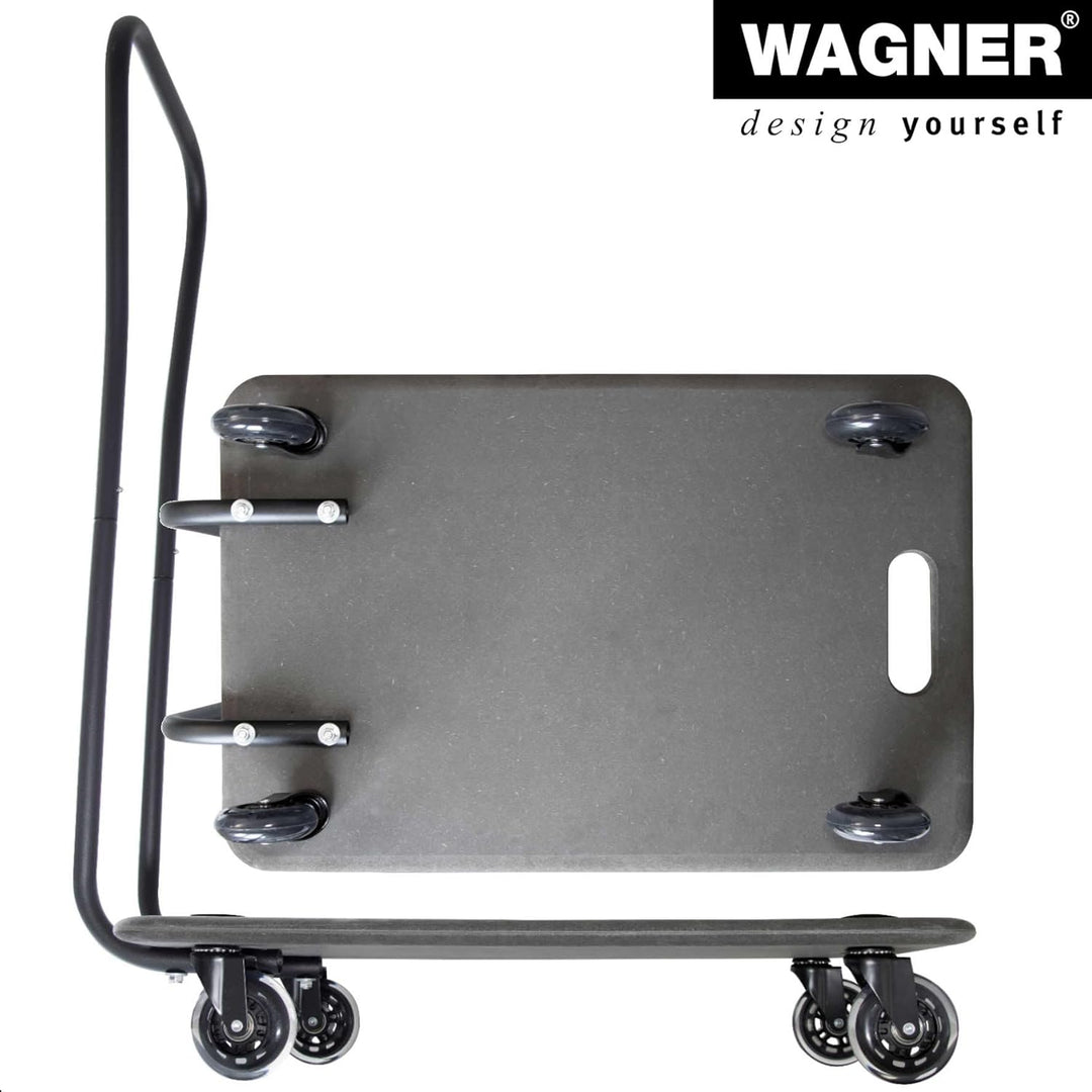 WAGNER Transportroller Transporthilfe I Rollbrett mit Bügel schwarz für Möbel aus MDF I 59 x 39 x 11