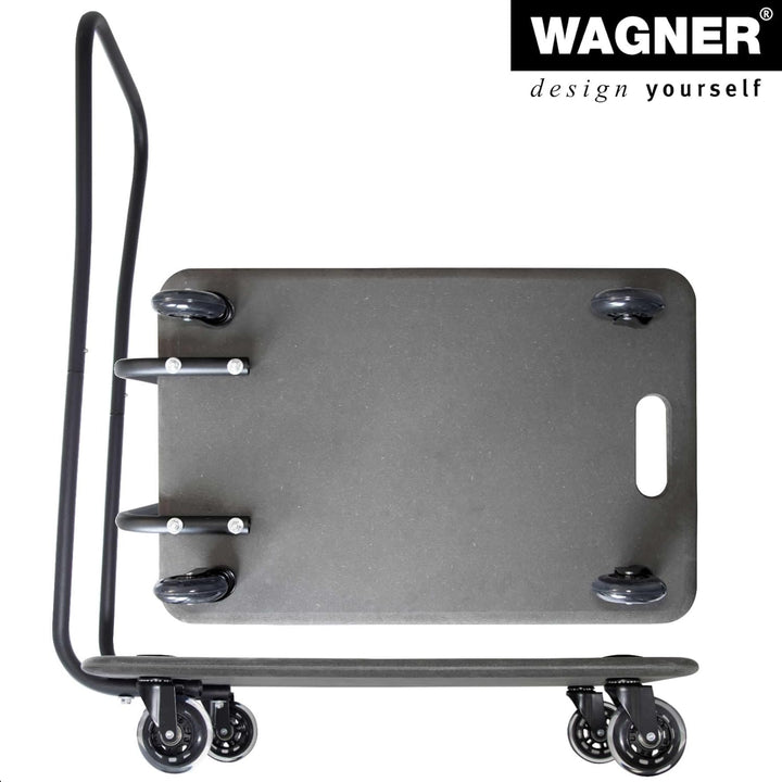 WAGNER Transportroller Transporthilfe I Rollbrett mit Bügel schwarz für Möbel aus MDF I 59 x 39 x 11