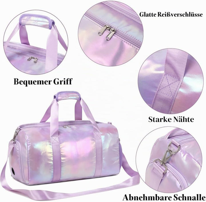 Sporttasche Teenager Mädchen Multifunktion Reisetaschen Trainingstasche Tanztasche Gymnastiktasche M