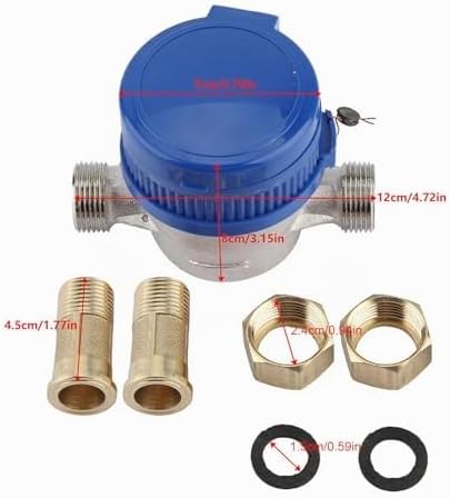 Garten-Wasserzähler Kupfer-Wasserzähler 1.5m3/h 0-40℃ Mechanischer Wasserzähler 15mm 1/2 Zoll Wasser