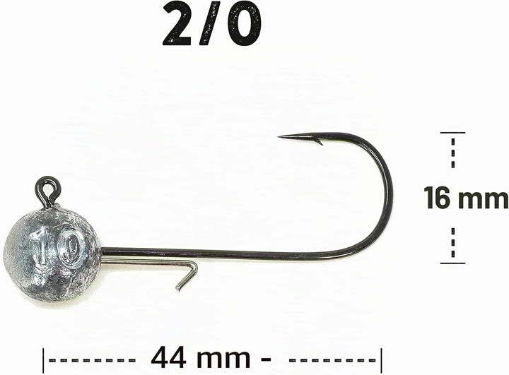 Zanderfang – Jigköpfe Angelhaken-Set Jighaken – Jigkopf Grösse 2/0 und 4/0 für Gummiköder von 8cm bi
