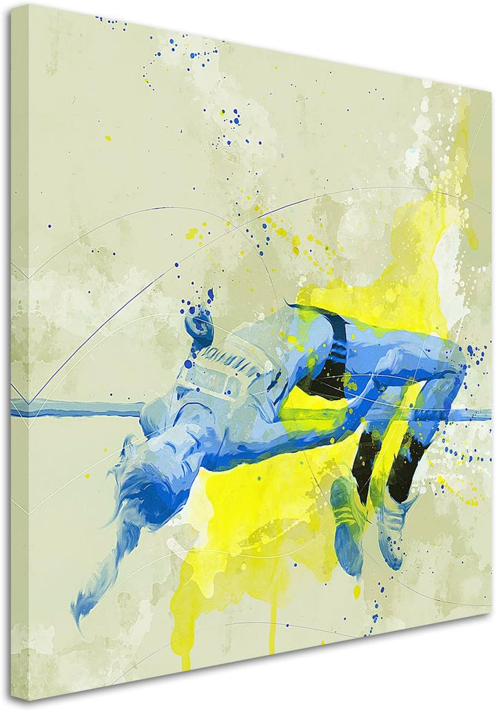 Paul Sinus Art Hochsprung 60x60cm SPORTBILDER Splash Art Wandbild Aquarell Art