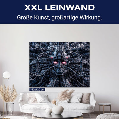 wandmotiv24 Leinwand-Bilder Technik, Grösse 40x30cm, Querformat, Medusa verkabelt, Kopf, Schädel, Ro