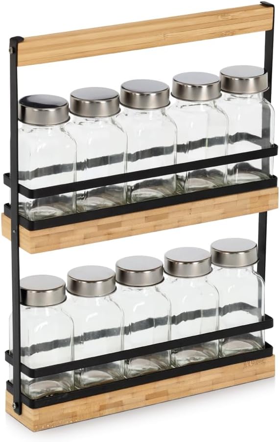 Zeller 19657 Gewürzständer-Set, 11-tlg., Glas/Metall/Bambus FSC 100%