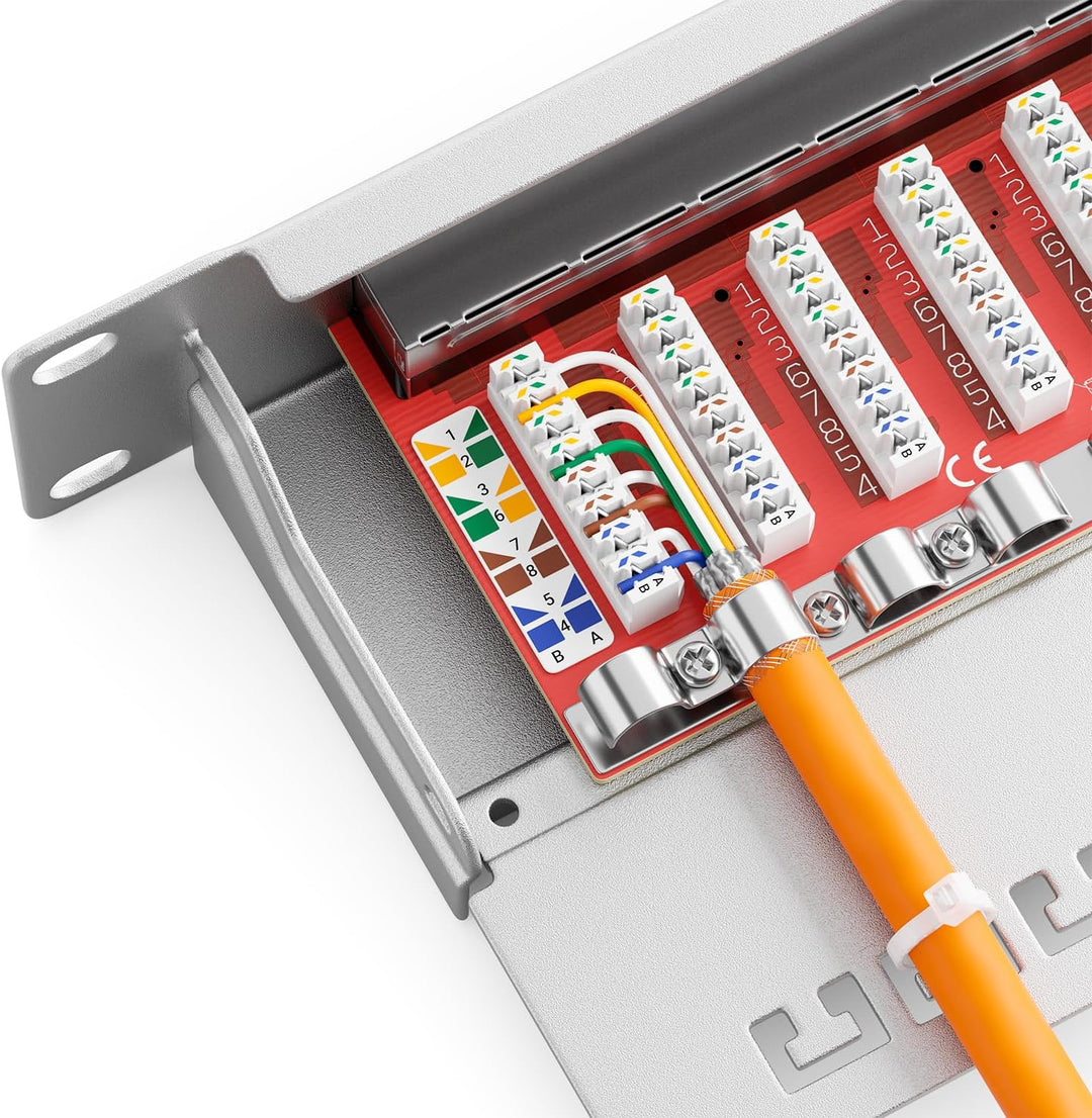 deleyCON CAT 6a Patchpanel Verteilerfeld 24 Port - Desktop 19" Zoll Rackeinbau Servermontage RJ45 Ge