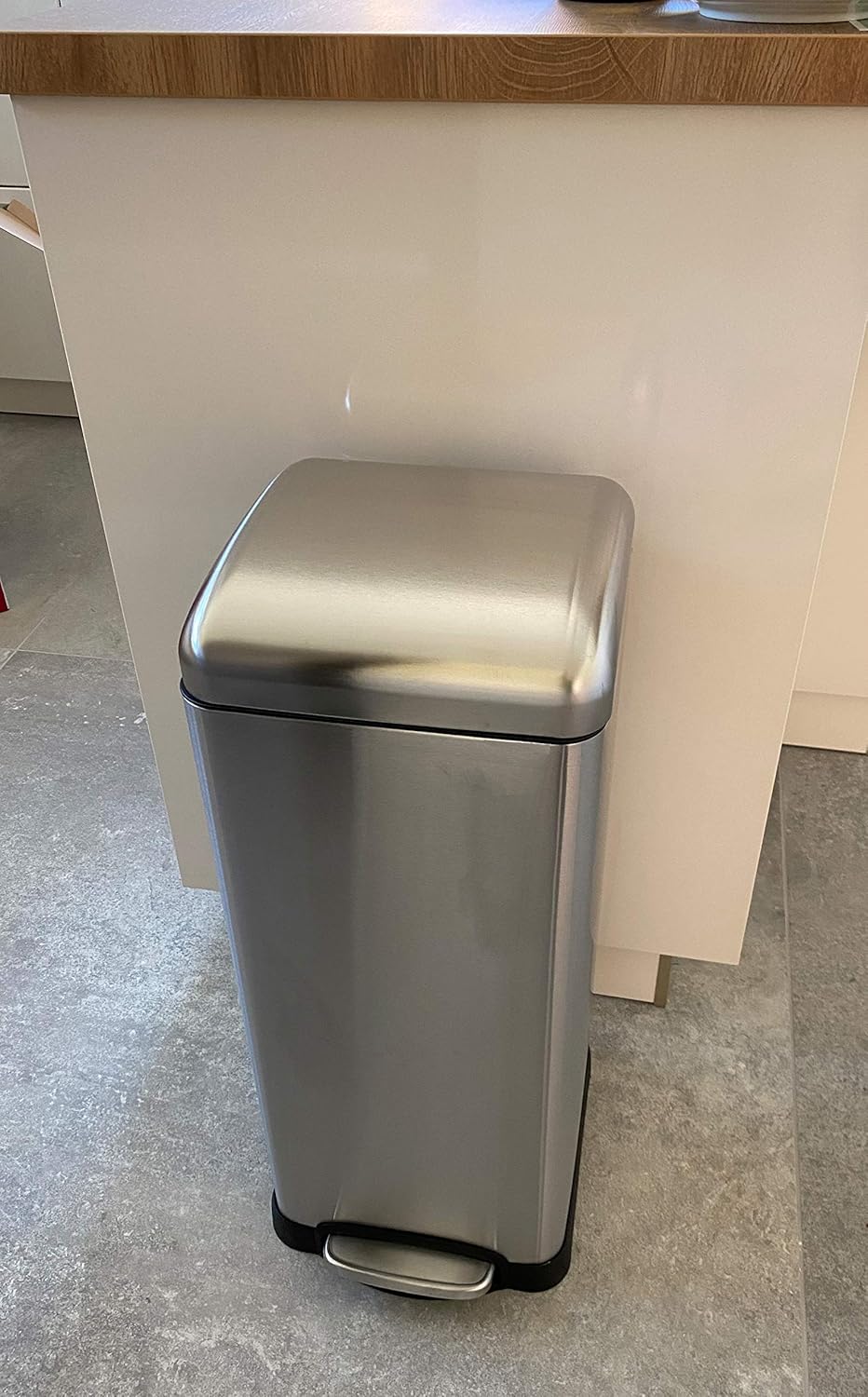 ADOB Treteimer Pedal Abfalleimer Abfallbehälter rechteckig mit 30 Liter Fassungsvermögen aus gebürst