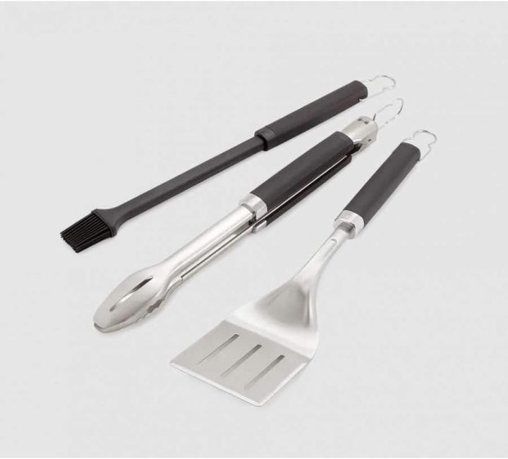 Weber 6764 Premium Grillbesteck 3-teilig, bestehend aus Grillzange, Grillwender und Silikonpinsel, L
