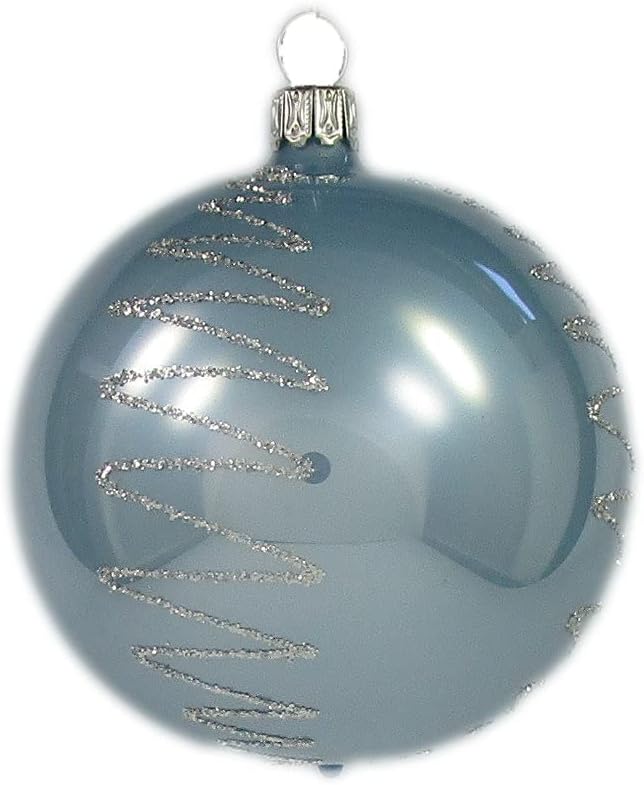 Thüringer Christbaumschmuck Exclusiv BLAU Weiss Mix 6cm Handarbeit Germany 12er Set