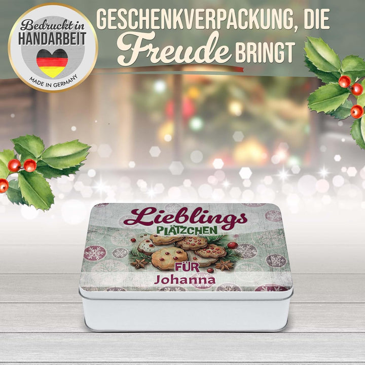 Print Royal PR Geschenkdose mit Name personalisiert - Lieblingsplätzchen für - Blechdose bedrucken,