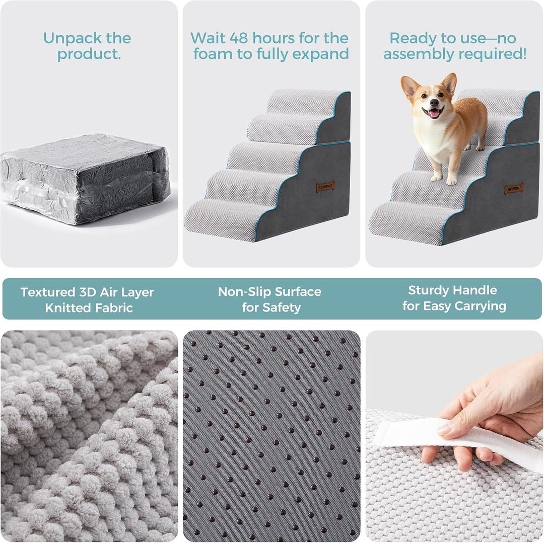 Hundetreppe &amp; Rampe für hohes Bett &amp; Sofa, 33-61 cm abnehmbare Haustiertreppe für kleine &amp; mittlere