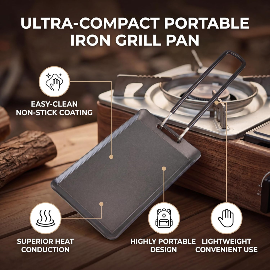 Mini-Grillplatte, Eisen, Tragbar, Kompakt, Leicht zu Reinigen, BBQ-Grillpfanne für Camping zu Hause