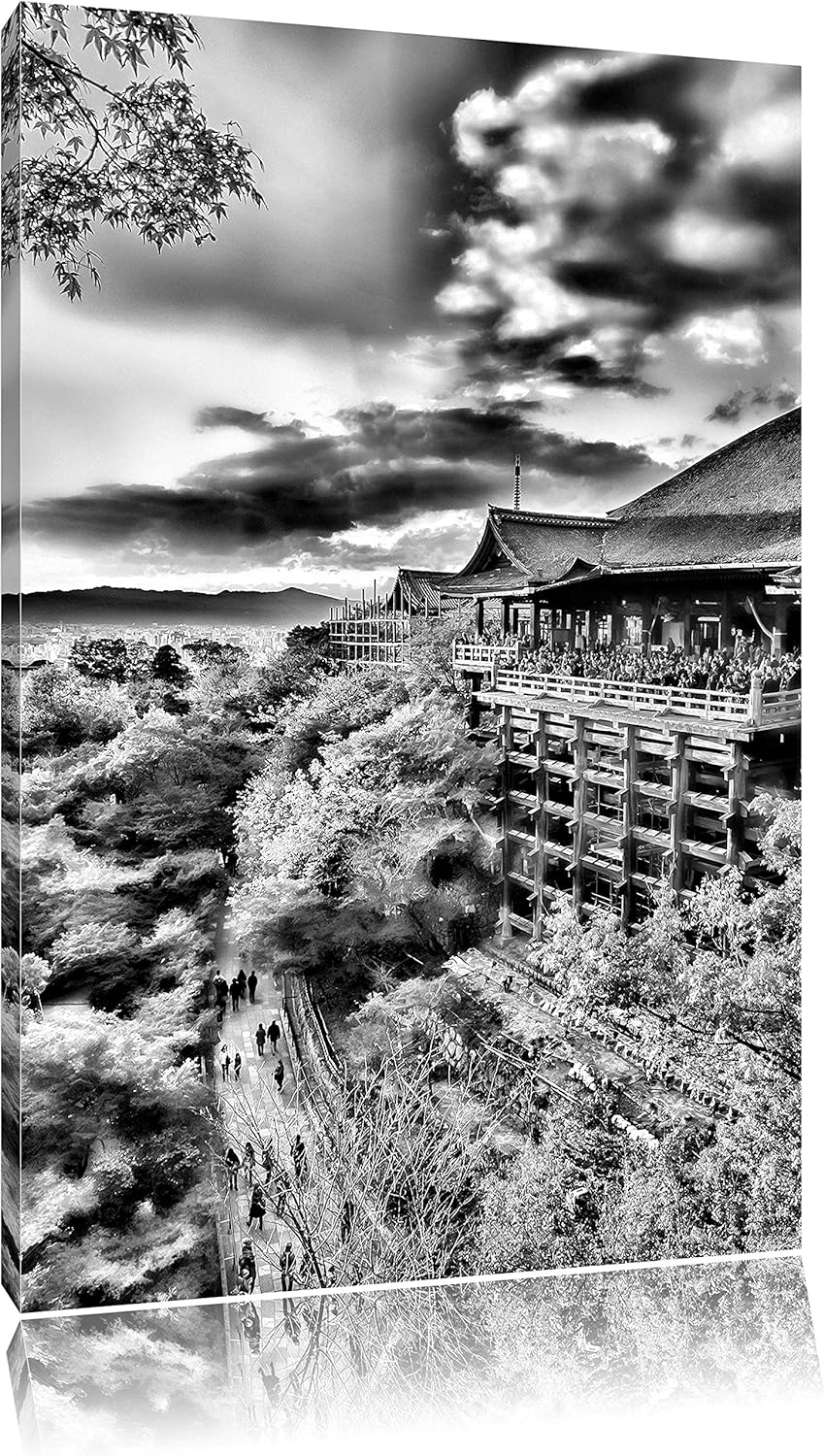 Pixxprint Monocrome, Tempel in China, Format: 100x70 auf Leinwand, 100x70