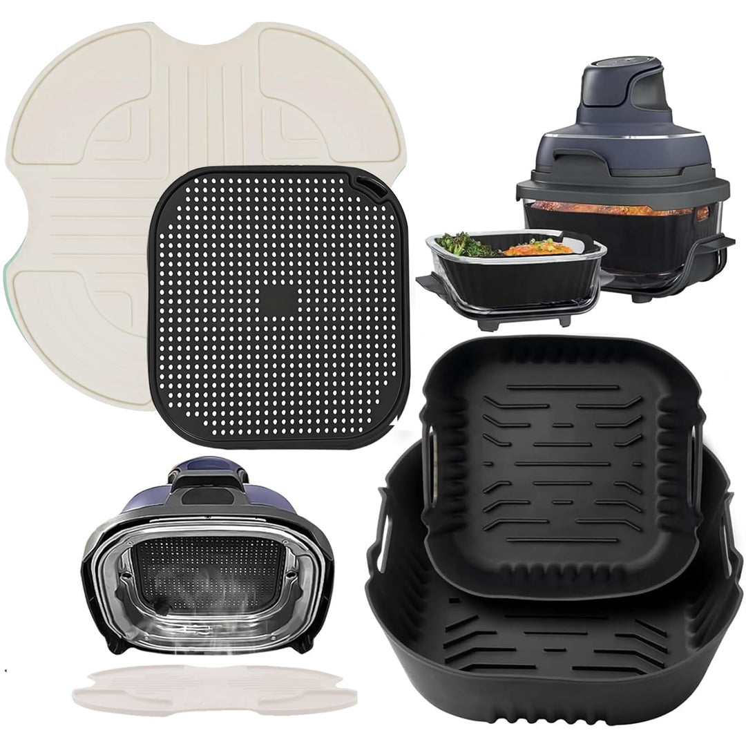 Airfryer Zubehör für Ninja CRISPi FN101EU Airfryer 2 Stück Silikonform+ Spritzschutz + Silikonmatten