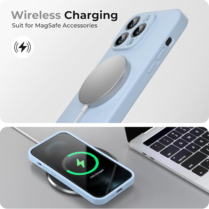 GOODVISH 3 in 1 Hülle Kompatibel mit iPhone 14 Pro - mit 2 Stück Schutzfolie | Liquid Silikon Handyh