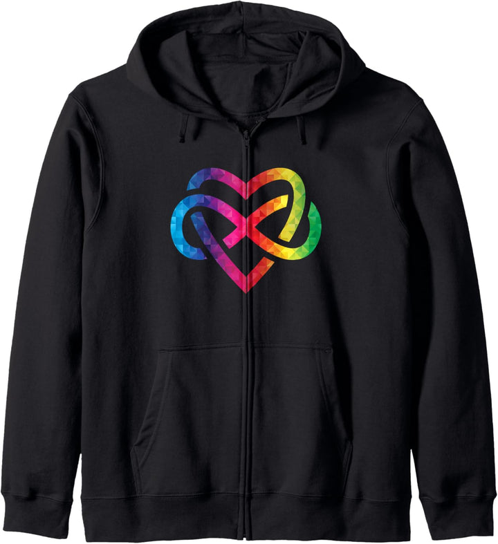 Polyamory Low Poly Regenbogen Unendlichkeit Herz Kapuzenjacke