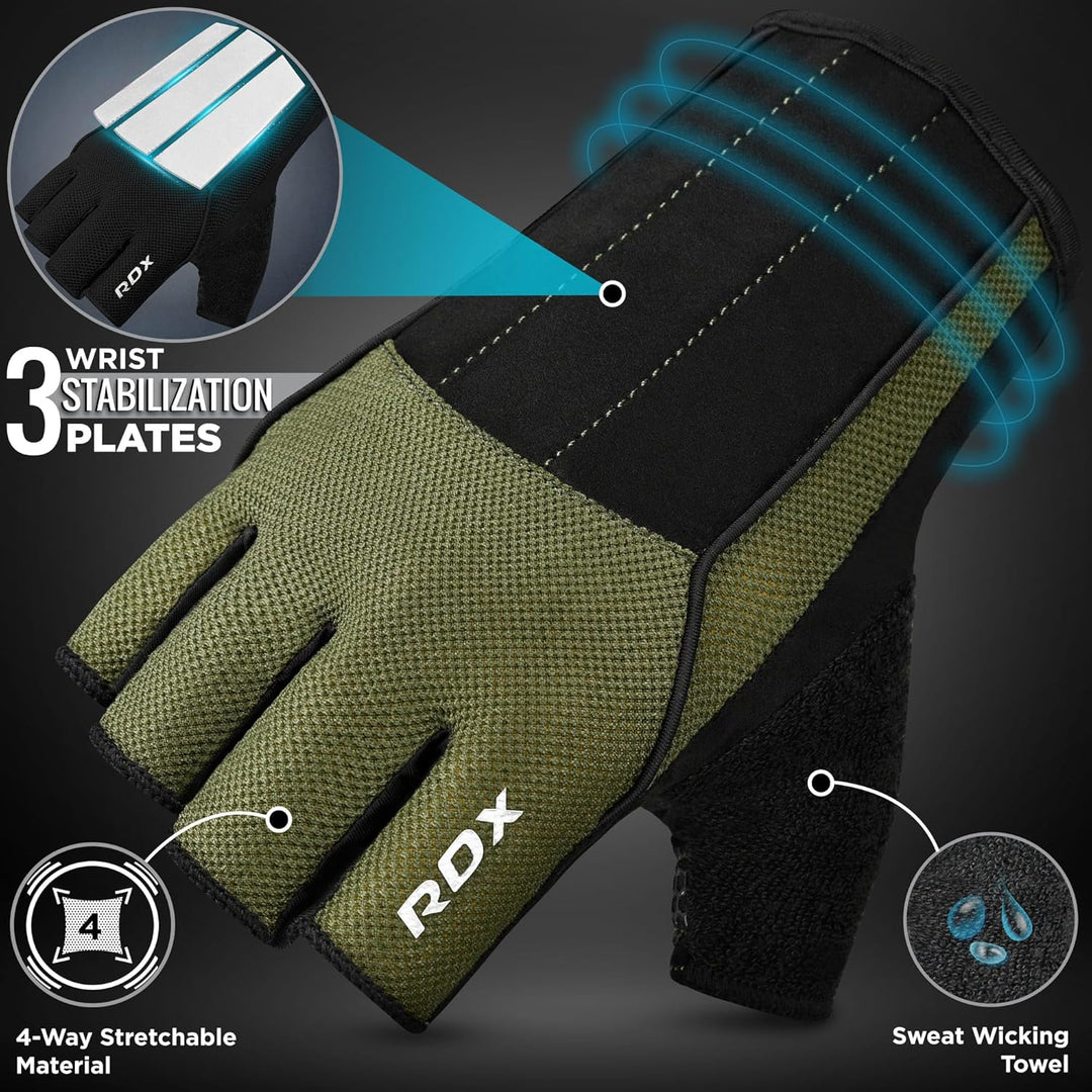 RDX Fitness Handschuhe, Trainingshandschuhe mit 3 Handgelenk-Stabilisierungsplatten, 15 Zoll Langer